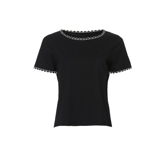 L.K. Bennett Adalyn Black Short Sleeve Boxy Crewneck Knit Top Size XL - Picture 4 of 12